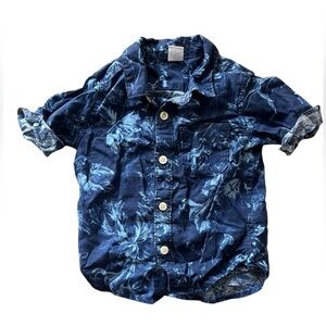 Baby Gap Boys Blue Tropical Button Down Shirt | 12-18M